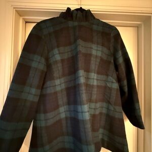 Tuckernuck Blackwatch Plaid Faye Blouse Size L Top Ruffle Collar EUC Worn Once